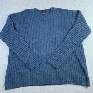 Allen Solly 100% Lambswool V Neck Ribbed‎ Sweater Men's Size XXL Blue City